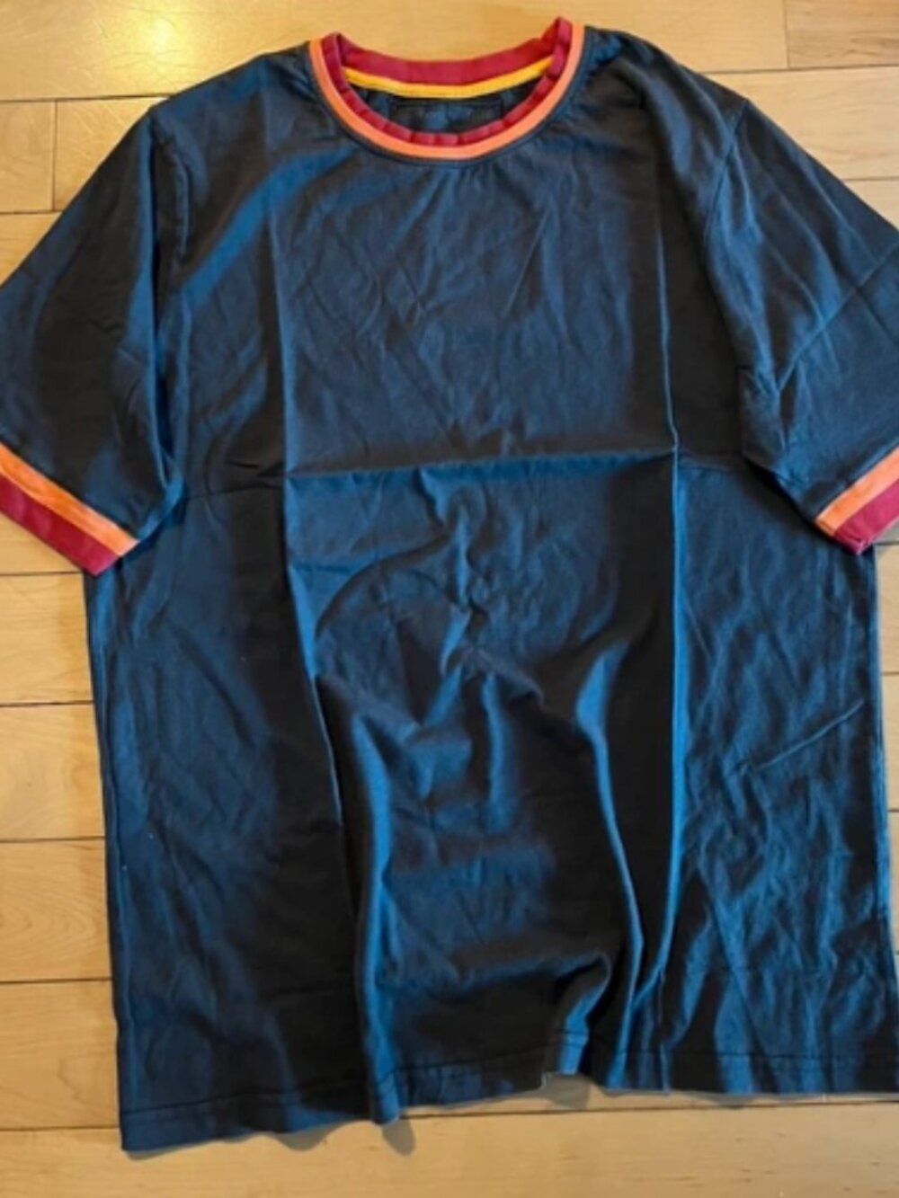 Carbon2cobalt contrasting collar short sleeved T-shirt